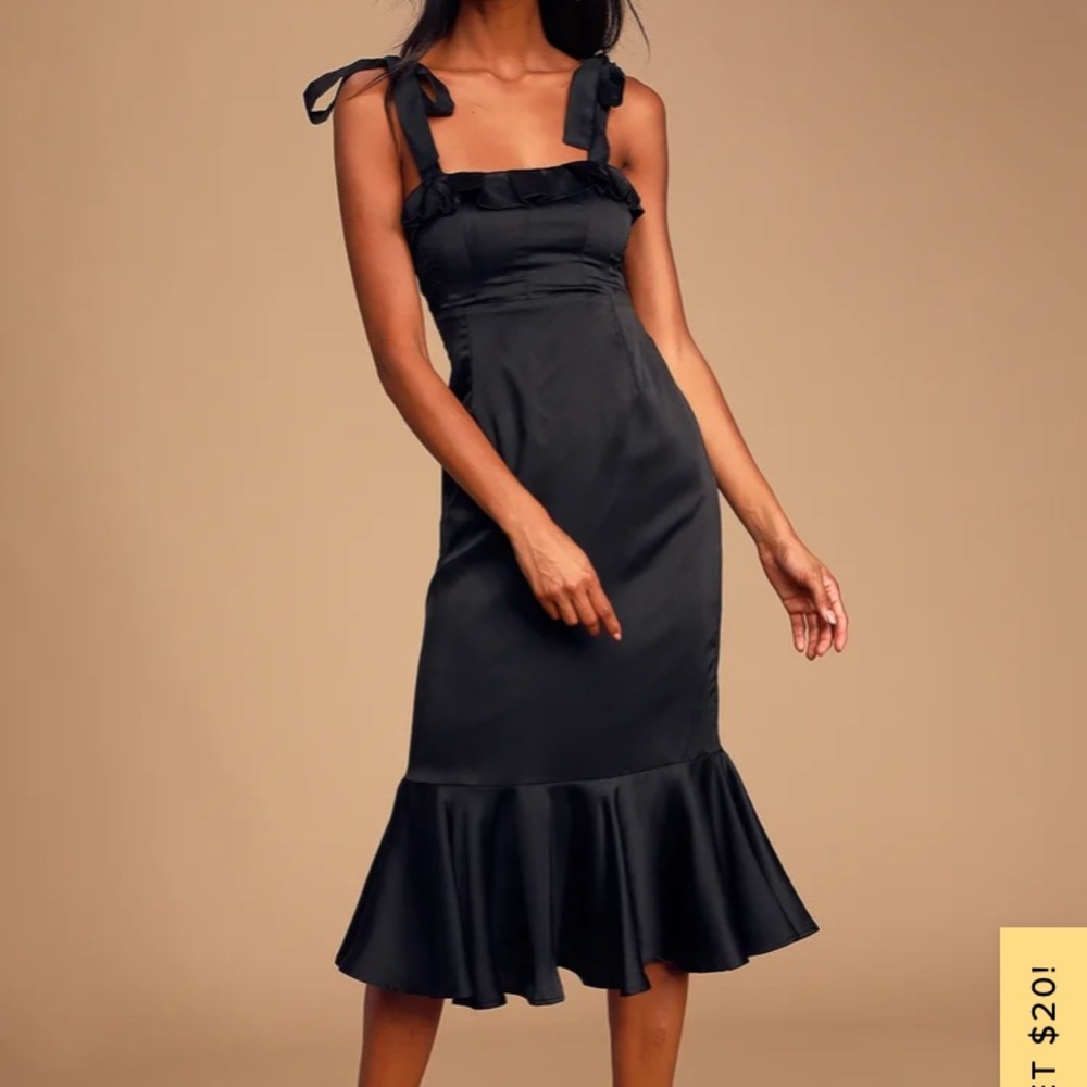 Lulu’s Satin Tie Midi Dress
